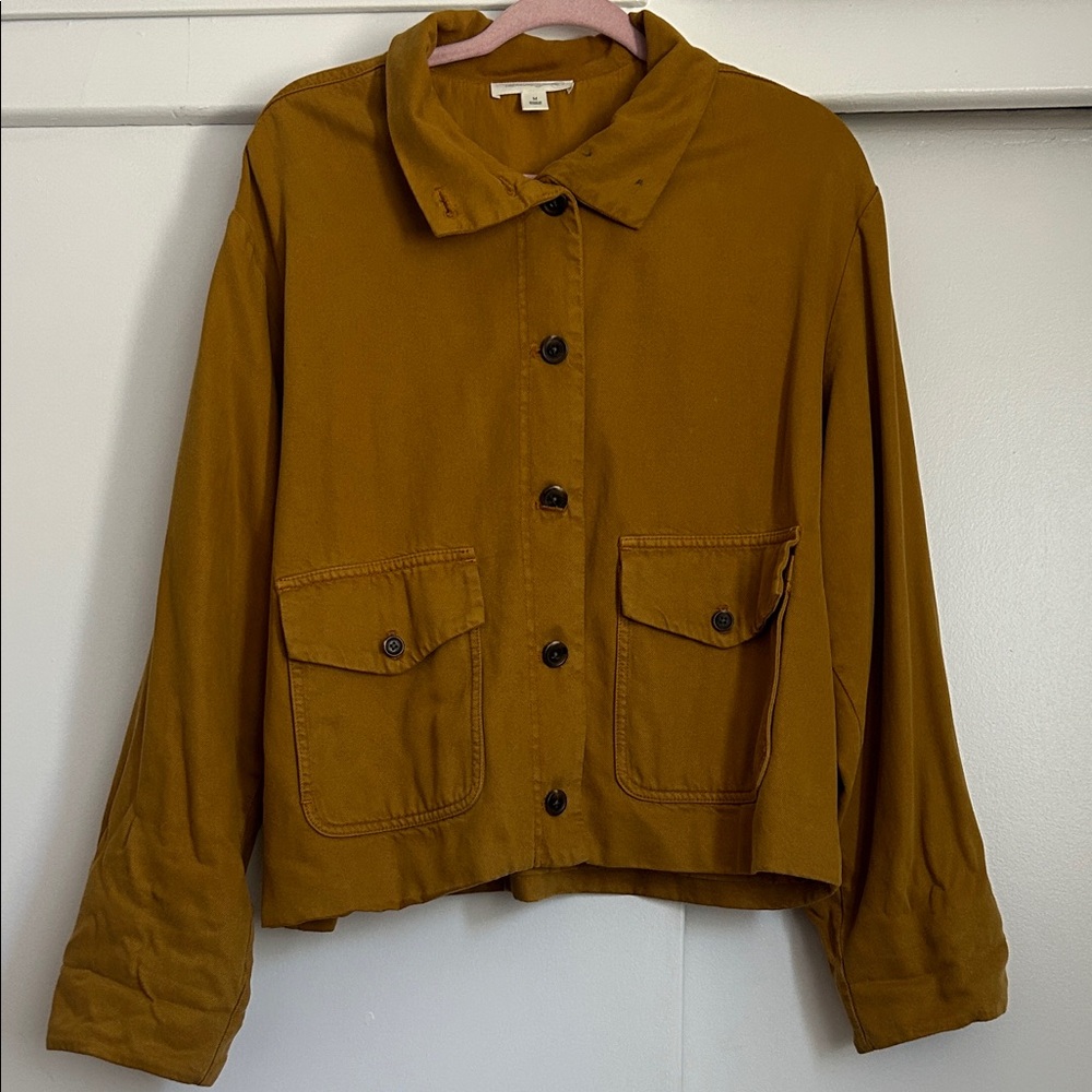 Treasure & Bond Cropped Utility Jacket in Mustard Brown